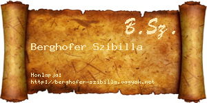 Berghofer Szibilla névjegykártya